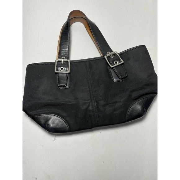Coach fabric canvas small shoulder bag purse double handles zipper closure - Picture 1 of 3